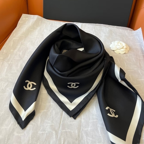 CHANEL Accessories - Monochrome Silk Scarf